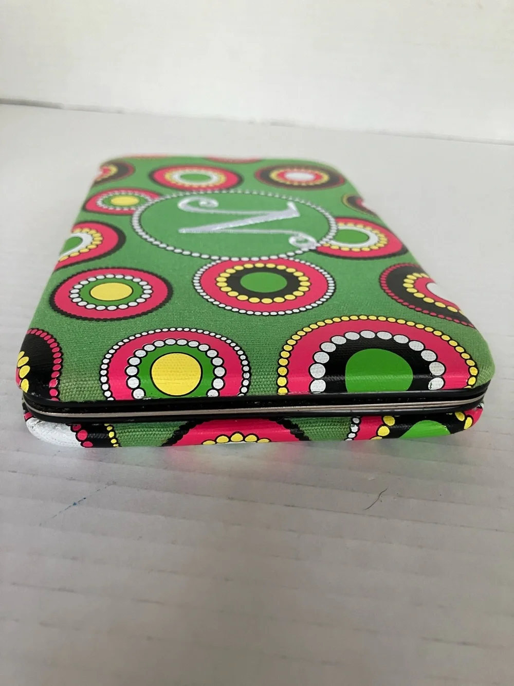 MSC‎ Monogrammed 'N'  - Bright Green with Pink & Yellow Circles 4.5x7.5”
